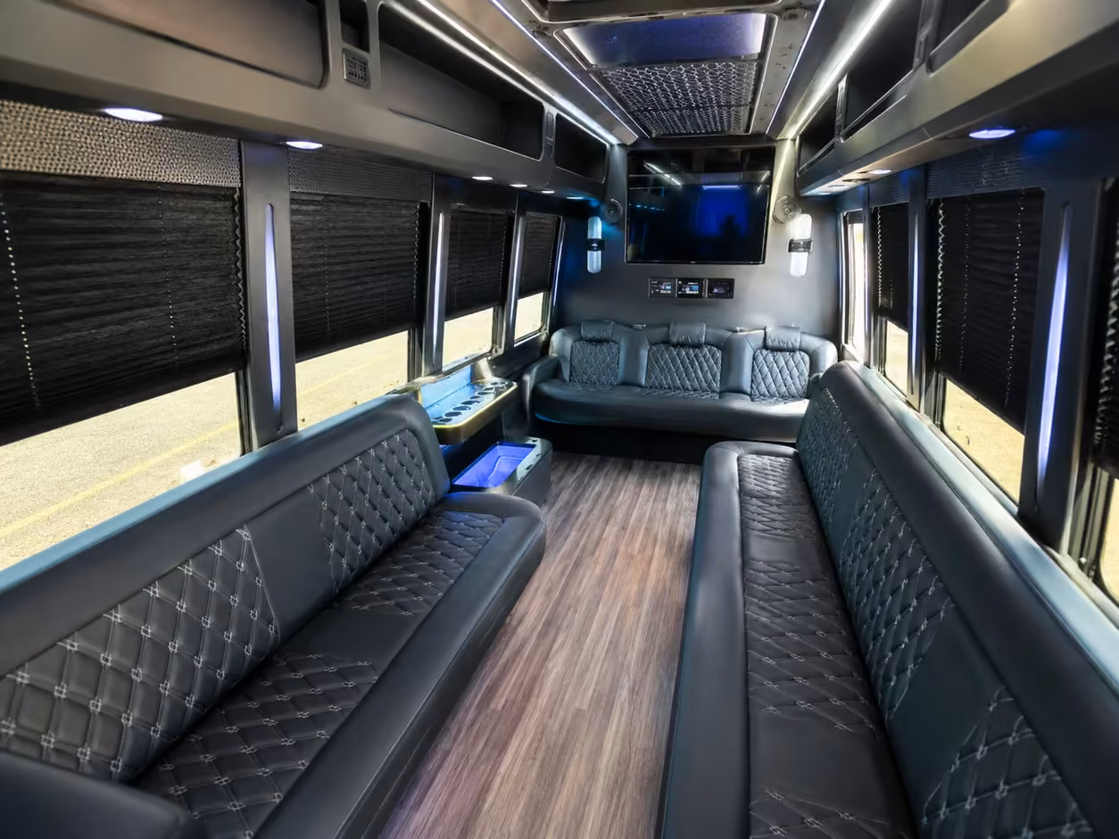 20 passenger party bus inside