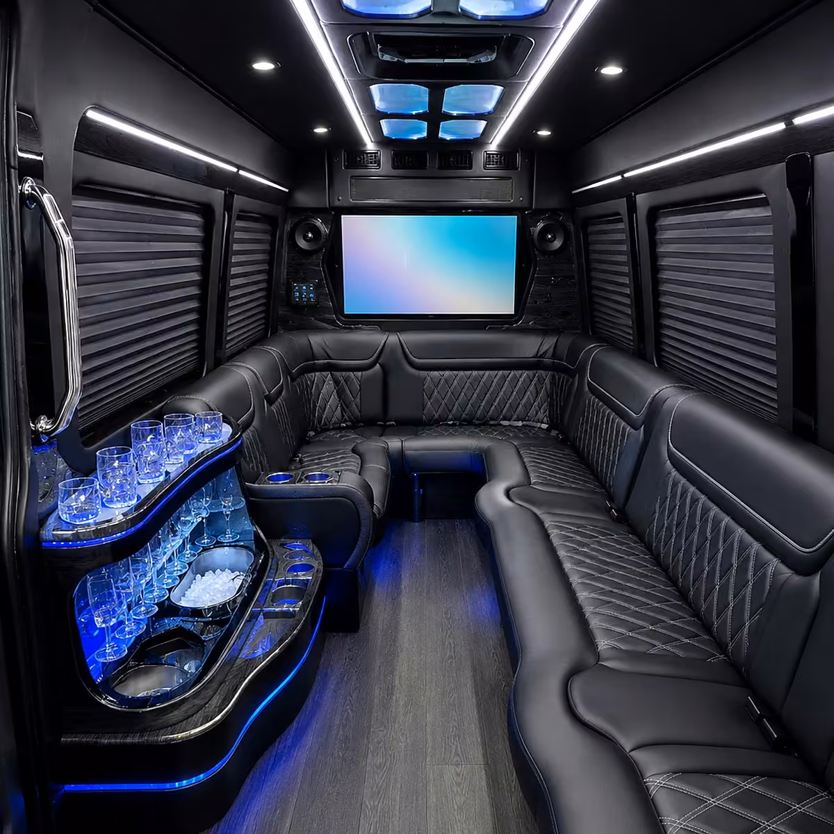 50 passenger party bus interior