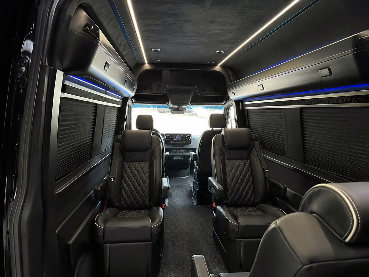 sprinter van rental with driver inside